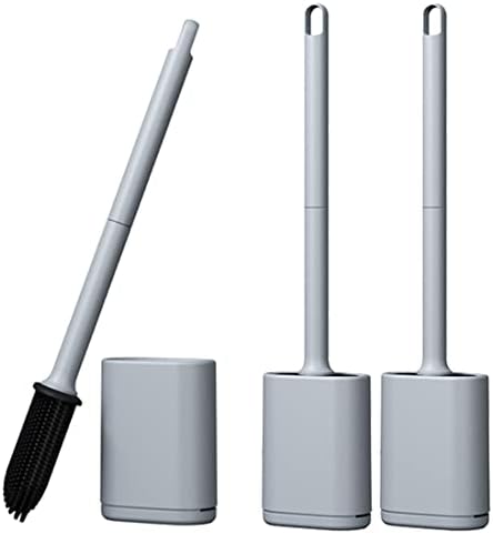 Wudulux Flexible Silicone Toilet Brush with Holder Set