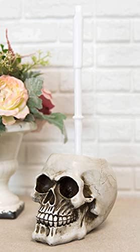 Ebros Gift Ossuary Skull Toilet Brush Set 1