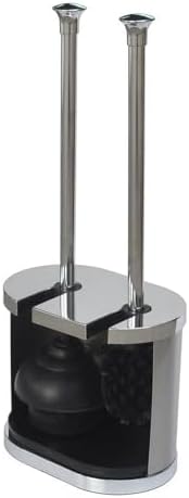 CLMSTE Brushed Nickel Toilet Brush and Plunger Set 1