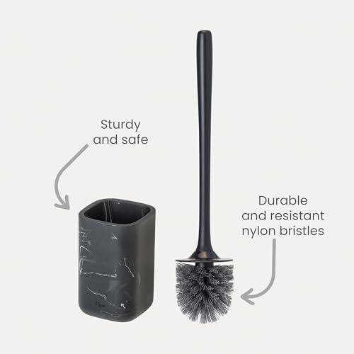 Vigar Zense Toilet Brush and Holder Set Black Marble