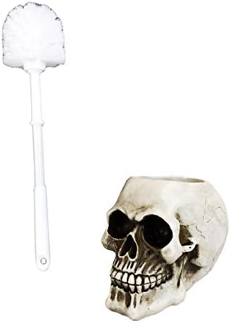 Ebros Gift Ossuary Skull Toilet Brush Set 1