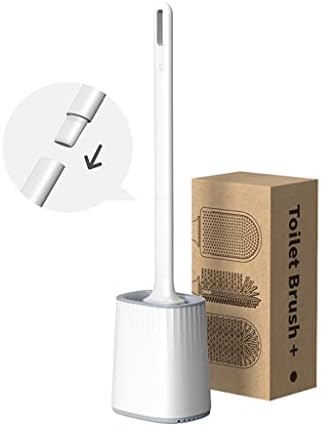 Silicone Toilet Brush with Wall Holder Set Soft TPR Bristles Durable PP Handle