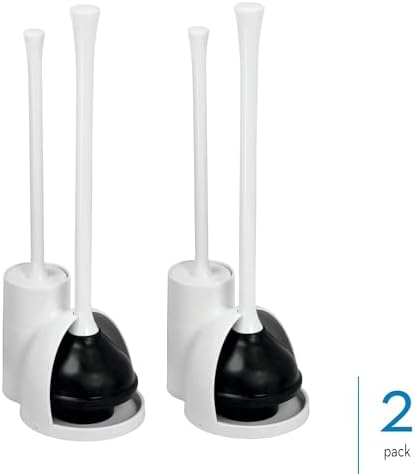 iDesign Toilet Brush Plunger Set - 2 Piece White