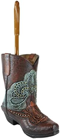 Ebros Gift Rustic Cowboy Boot Toilet Brush Set 2 Piece