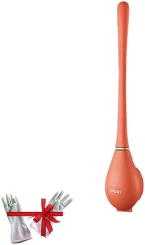 Modern Flexible Toilet Brush with Wall Mount Holder Orange