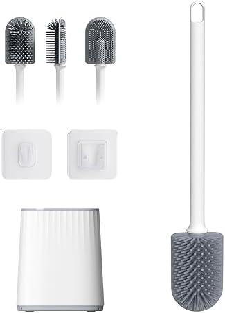 GRIFEMA Silicone Toilet Brush with Drying Holder Set