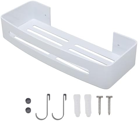 Pssopp Bathroom Wall Mounted Shelf Space Aluminum Shower Rack White