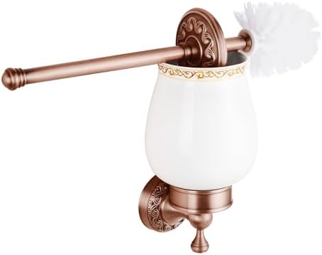 Red Copper Toilet Brush Holder Set with Pattern Carving Design