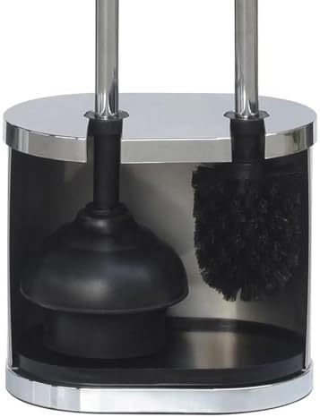 Brushed Nickel Toilet Brush and Plunger Set