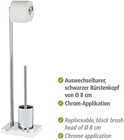 WENKO 20486100 Toilet Brush with Roll Holder Noble White