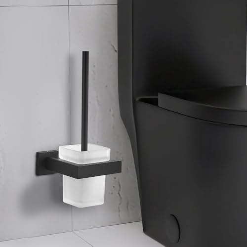 TINYROW Glass Wall Mounted Toilet Brush and Holder
