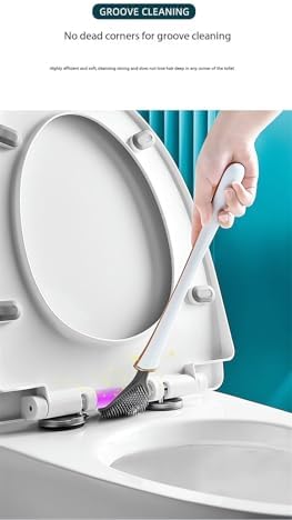 Modern Flexible Silicone Toilet Brush with Wall Holder Green