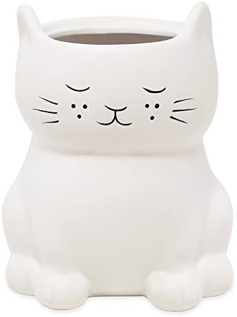Isaac Jacobs Ceramic Cat Toilet Brush Holder with Chrome Handle