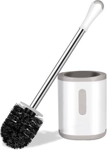 Compact Toilet Brush with Holder and Scrubber
