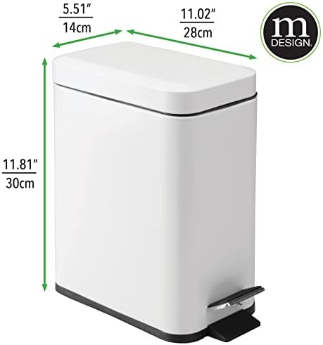 mDesign Toilet Brush and Trash Can Set - White