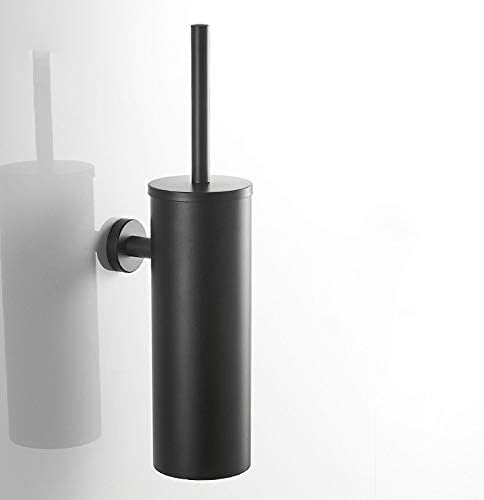 Matte Black Toilet Brush with Holder and Replaceable Brush Head