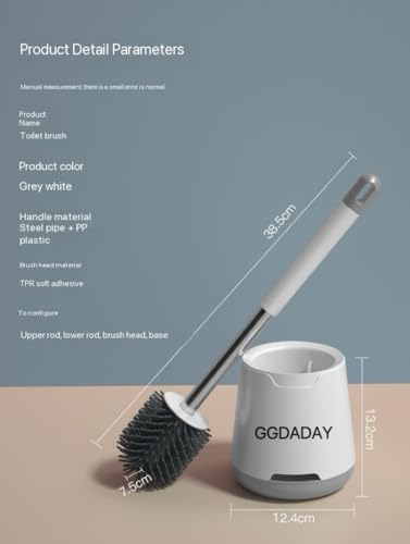 GGDADAY Silicone Toilet Brush with Holder Set