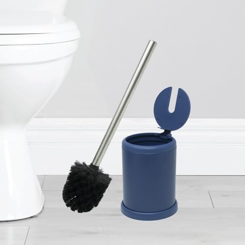 Toilet Bowl Cleaning Brush with Self-Closing Lid and Stainless-Steel Holder