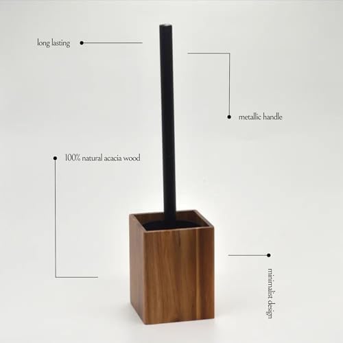 EVIDECO Acacia Toilet Brush Set Brown Square