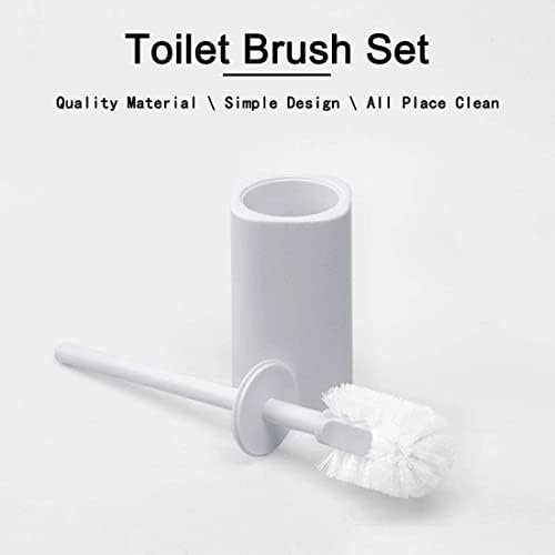 Plastic Toilet Brush with Holder - Space Saving Deep Cleaning Durable Grey