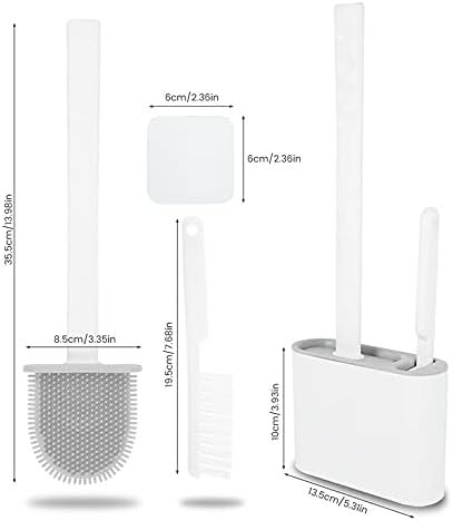 Durable Silicone Toilet Brush with Holder Light Grey