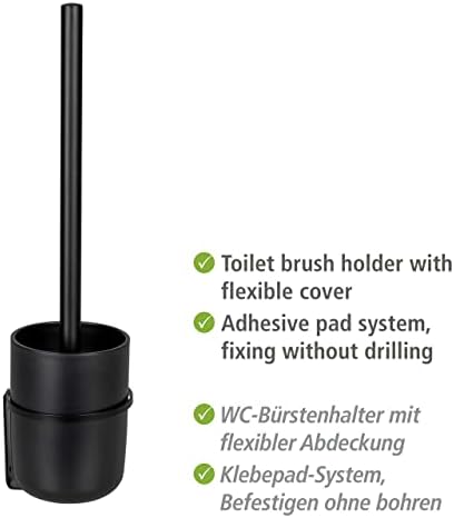 WENKO Turbo-Loc Toilet Brush Holder Set Black