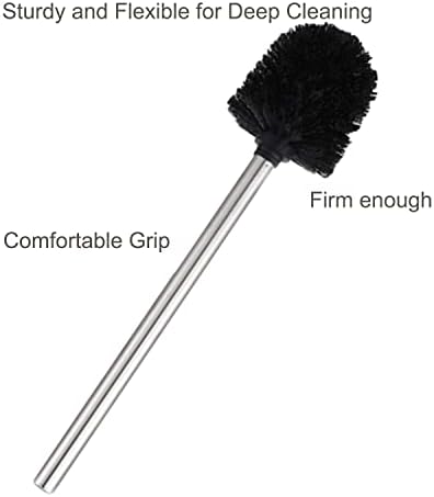 4PCS Toilet Brush with Stainless Steel Handle for Effective Bathroom Cleaning