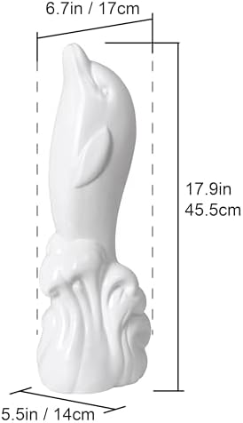 Dolphin Ceramic Toilet Brush Holder with Plastic Brush Set - White