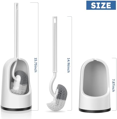 TRENTI Toilet Brush 2-Pack Set with Holder and Extra Long Handle