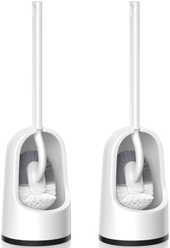 TRENTI Toilet Brush 2-Pack Set with Holder and Extra Long Handle