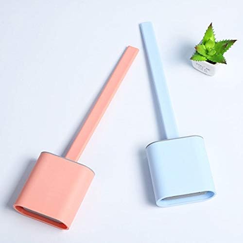 UNNS Toilet Brush with Bracket Compact Cleaning Tool TPR Bristles Long Handle Blue