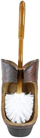 Ebros Gift Rustic Cowboy Boot Toilet Brush Set 2 Piece