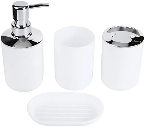 4pcs Modern Bathroom Accessories Set with Soap Dispenser and Storage Cups