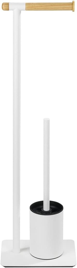 WENKO Toilet Brush with Holder Steel WhiteBrown
