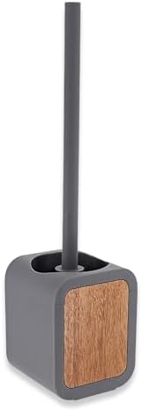 EVIDECO Toilet Brush with Holder Gray Rubber and Acacia