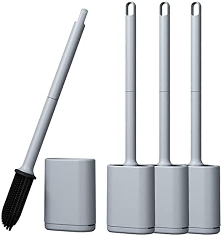 Wudulux Flexible Silicone Toilet Brush with Holder Set 1