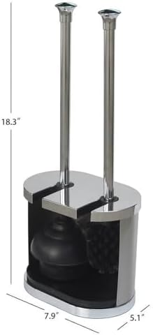 Brushed Nickel Toilet Brush and Plunger Set
