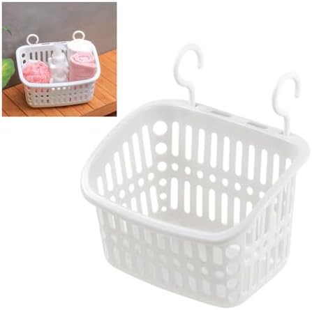 Plastic Hanging Shower Caddy with Draining Holes White 1