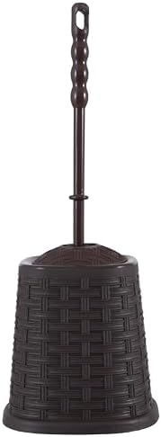 Superio Bathroom Trash Can and Toilet Brush Set 15 Gallon Brown