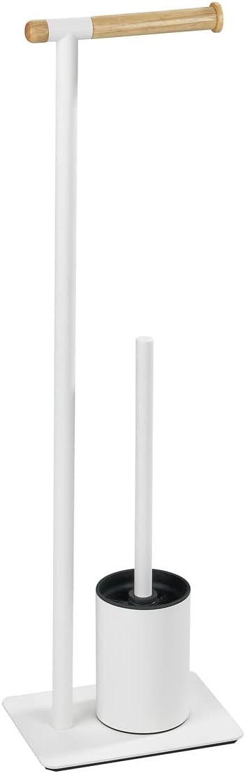 WENKO Toilet Brush with Holder Steel WhiteBrown