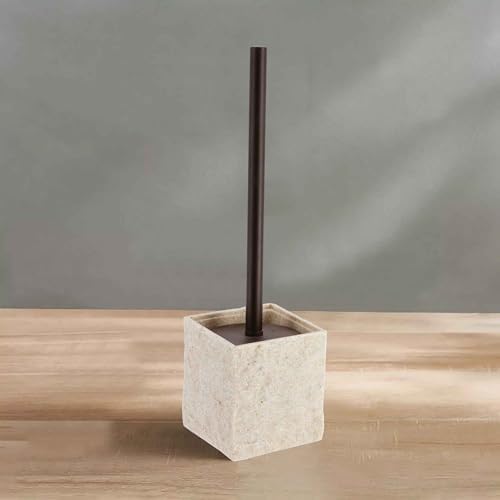 Natural Stone Effect Square Toilet Brush Set