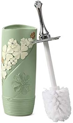 Elegant Toilet Brush with Durable Resin Holder - Green