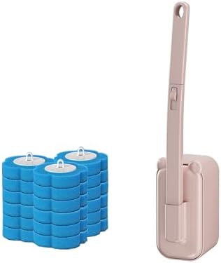 Disposable Toilet Brush Holder Set with Refills Pink
