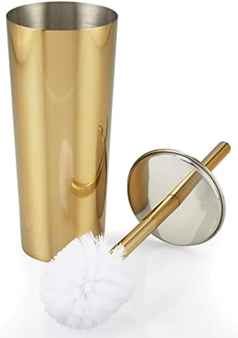 mDesign Soft Brass Toilet Brush and Holder Set 1