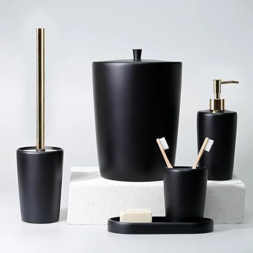 Conical Toilet Brush with Holder - Black