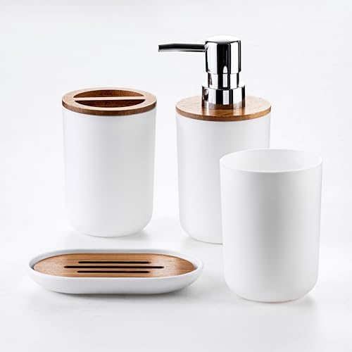 Ofelia Fields Bamboo Bathroom Accessories Set 4 Pieces 1