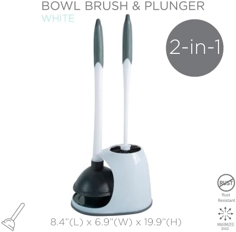 Bath Bliss 2-in-1 Bowl Plunger Set Compact Space-Saving Bathroom Tool