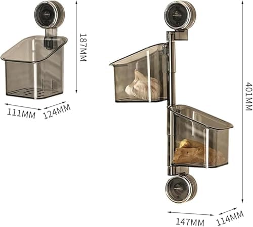 Suction Cup Rotating Storage Rack - Grey 1st Floor