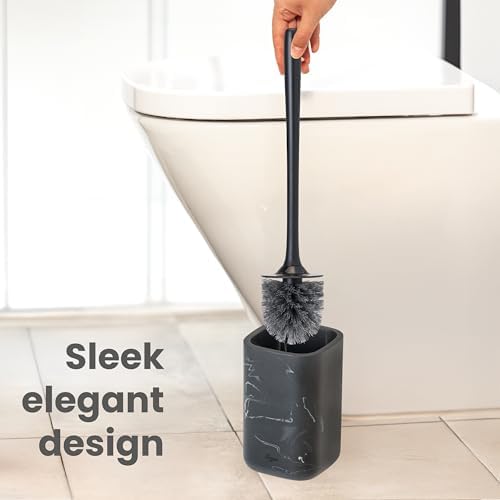 Vigar Zense Toilet Brush and Holder Set Black Marble