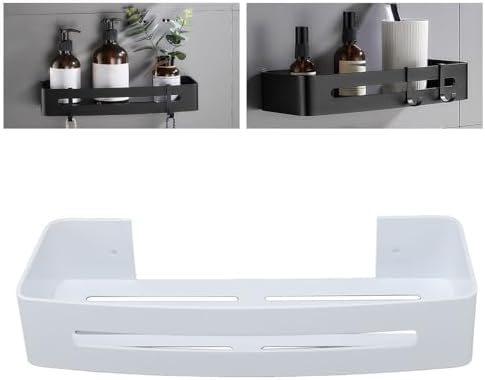 Pssopp Bathroom Wall Mounted Shelf Space Aluminum Shower Rack White